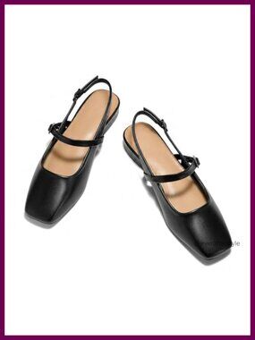 Lambskin Slingback Square Toe Mules Slip On Flats Shoes